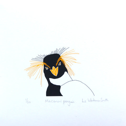 Print of a brightly coloured macaroni penguin