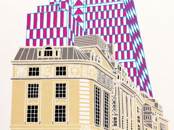 Pink Cheesegrater building in London print