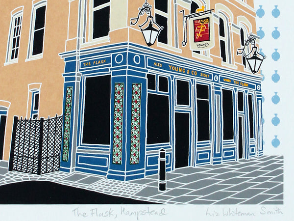 Print of The Flask pub in Hampstead