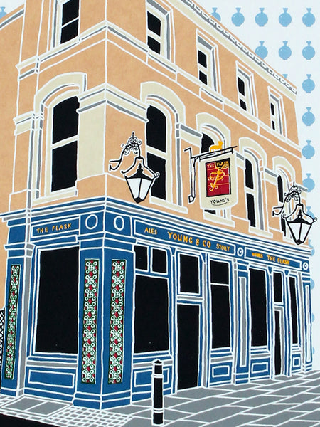 Print of The Flask pub in Hampstead