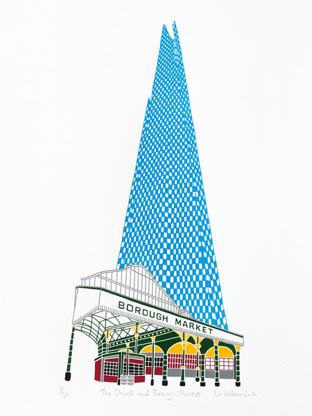 The Shard building in London next to Borough Market print