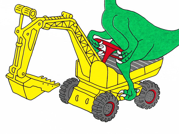 Velociraptor on yellow digger print