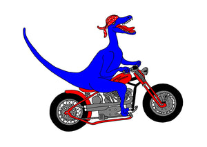 4 Velociraptor biker cards