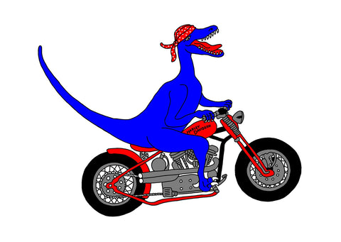 4 Velociraptor biker cards