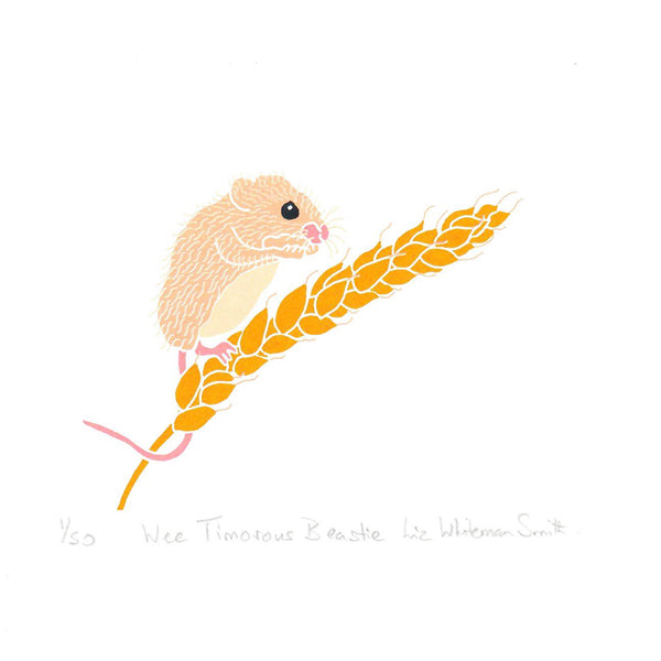 Illustration of a mouse on a wheat stalk 