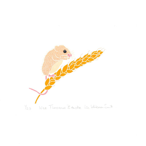 Illustration of a mouse on a wheat stalk with a white background