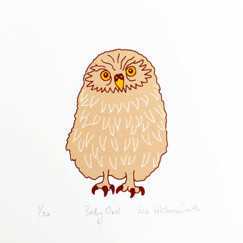 Baby owl screen print
