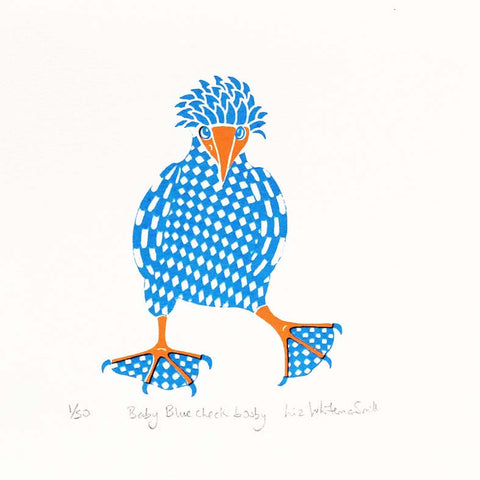 Darwin found these cute little birds on the Galapagos Islands. The brighter the foot, the more successful and popular they were. 2 colour screen print, 15x15 cm, £50.