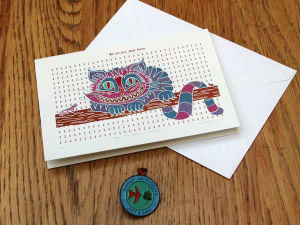 Cheshire cat greetings card