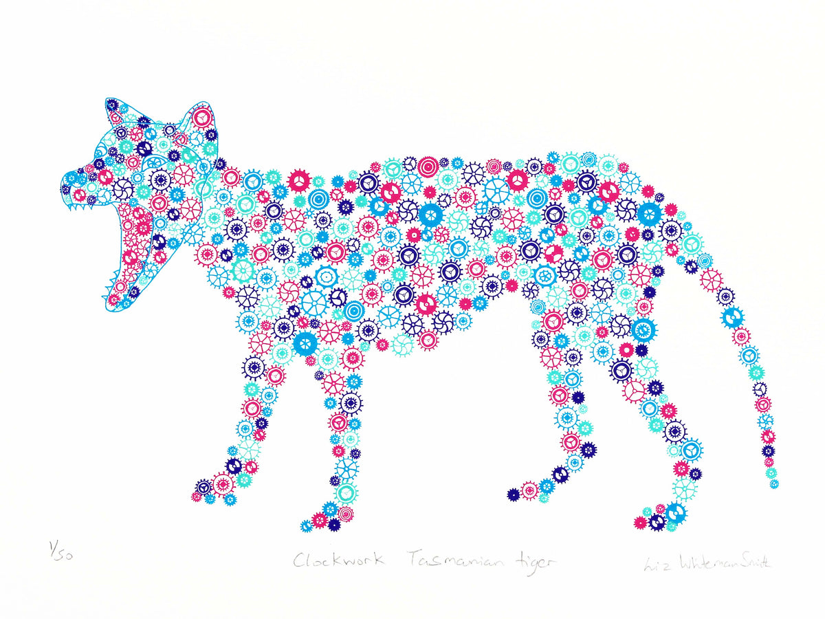 Clockwork Tasmanian tiger – Liz Whiteman Smith Screen Prints