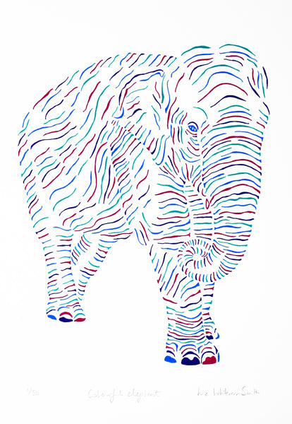 Handmade Elephant screen print by Liz Whiteman Smith