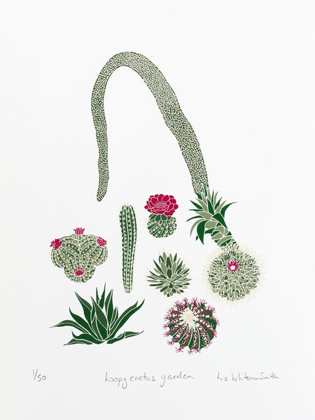 Hand made Cactus  screen print by Liz Whiteman Smith