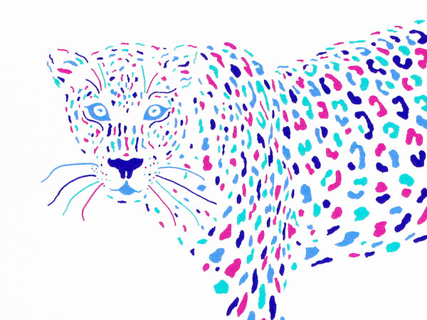 Magical colourful leopard screen print by Liz Whiteman Smith