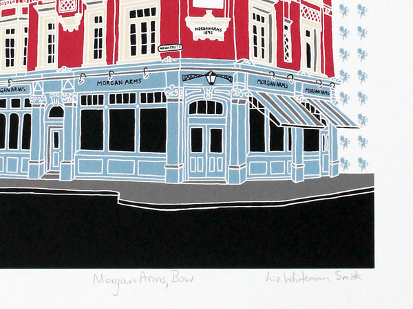 Morgan Arms, popular pub in Bow, London, 30x40 cm screen print