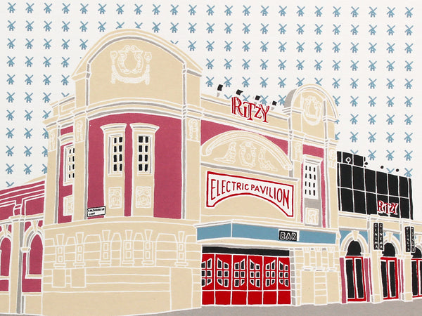 Ritzy cinema in Brixton screen print by Liz Whiteman Smith