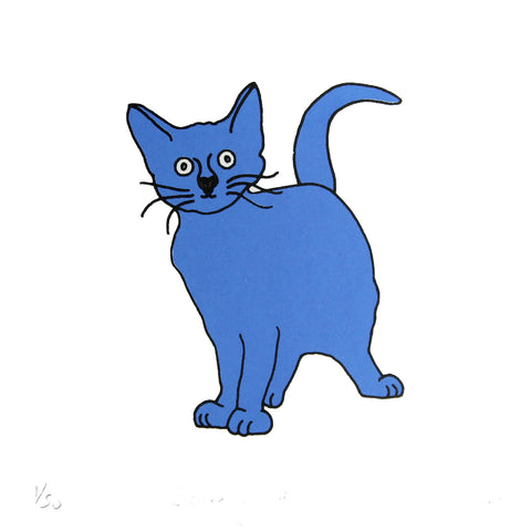 Blue cat who looks startled mini print
