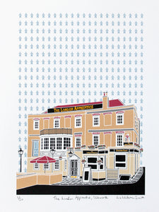 screen print of The London Apprentice pub in Isleworth by Liz Whiteman Smith