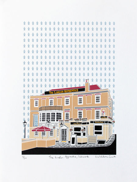 screen print of The London Apprentice pub in Isleworth by Liz Whiteman Smith