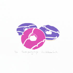 Pink and purple party ring biscuits, mini print