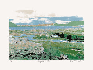 Thingvellir in Iceland screen print by Liz Whiteman Smith