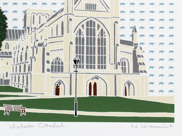 Winchester Cathedral screen print by Liz Whiteman Smith